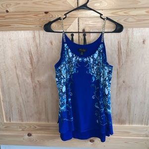 Thalia Sodi strappy chain blue dressy shirt size M